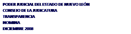 Cuadro de texto: PODER JUDICIAL DEL ESTADO DE NUEVO LEN
CONSEJO DE LA JUDICATURA 
TRANSPARENCIA
NOMINA
DICIEMBRE 2008