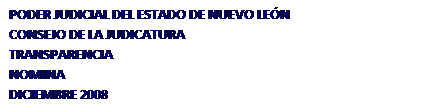 Cuadro de texto: PODER JUDICIAL DEL ESTADO DE NUEVO LEN
CONSEJO DE LA JUDICATURA 
TRANSPARENCIA
NOMINA
DICIEMBRE 2008