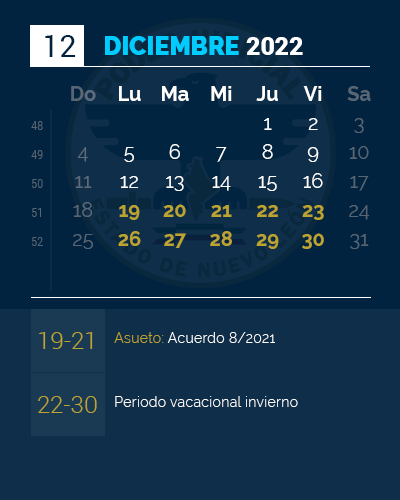 Calendario de Diciembre 2022