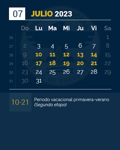 Calendario de Julio 2023
