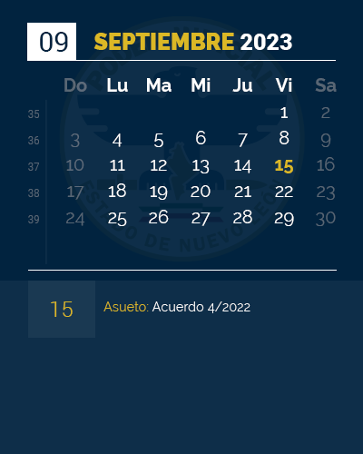 Calendario de Septiembre 2023