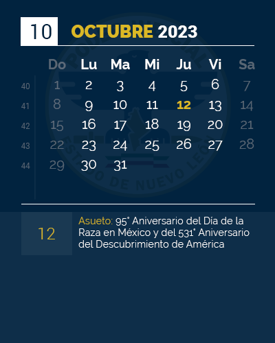 Calendario de Octubre 2023