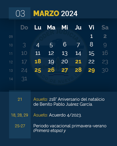 Calendario de Marzo 2024